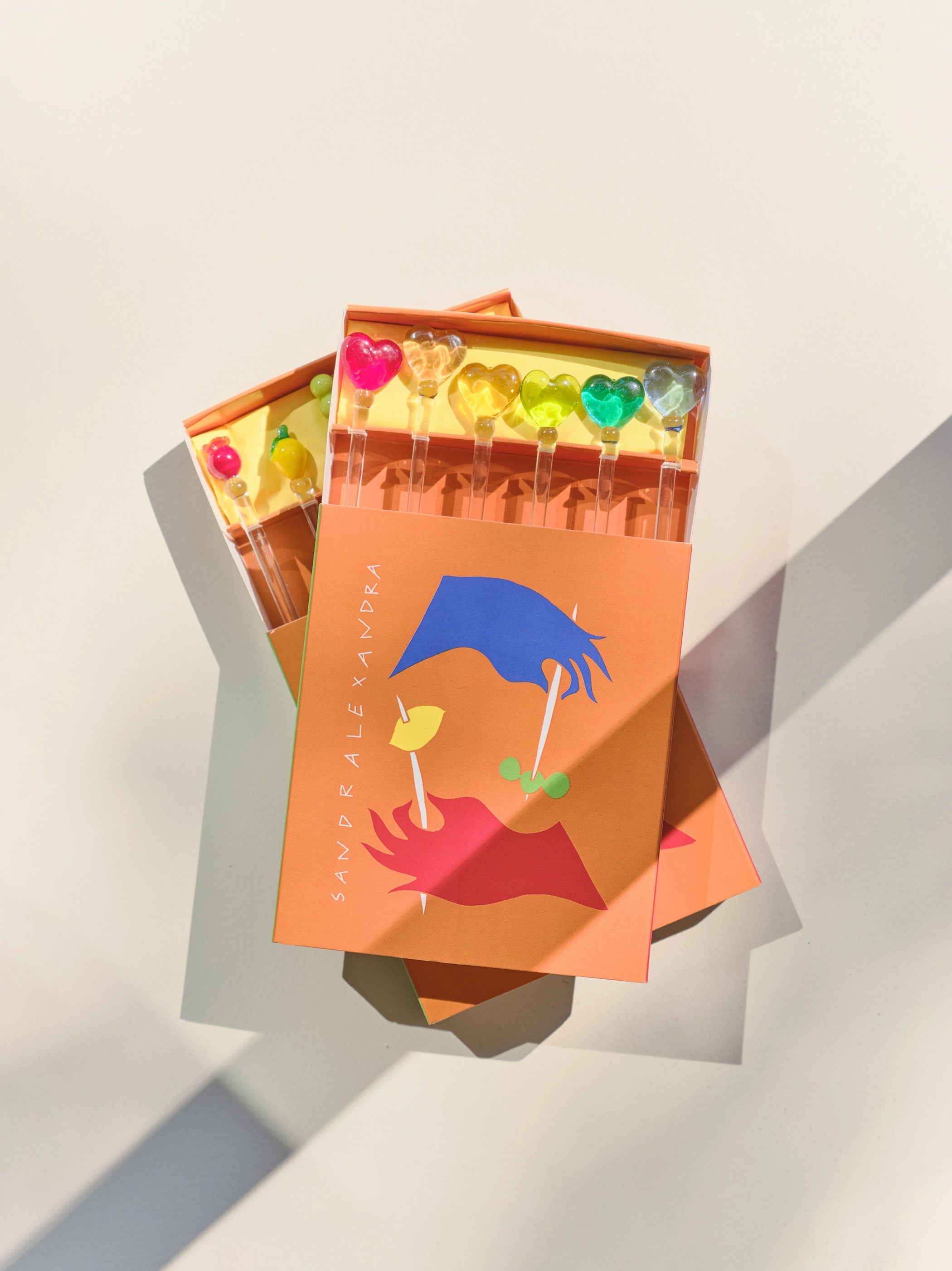 Cocktail & Nibble Murano Glass Sticks (Set of 6) (Hearts)