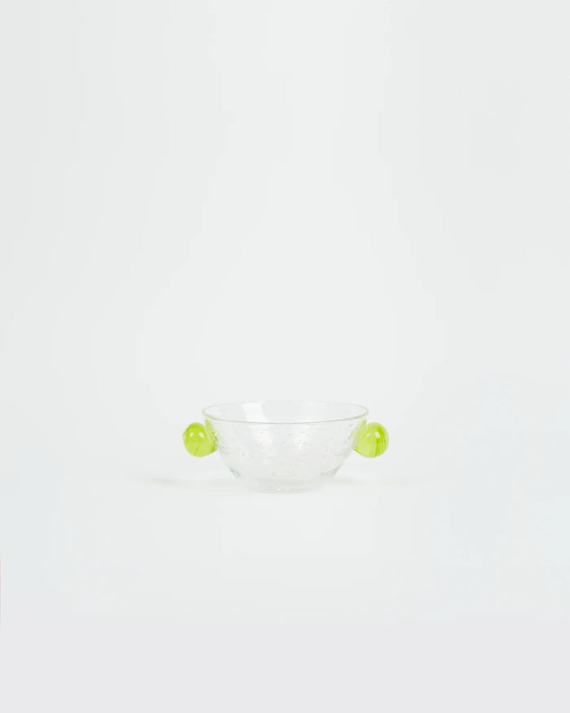 Glass Poppy Bowl (Clear/Lime Green)