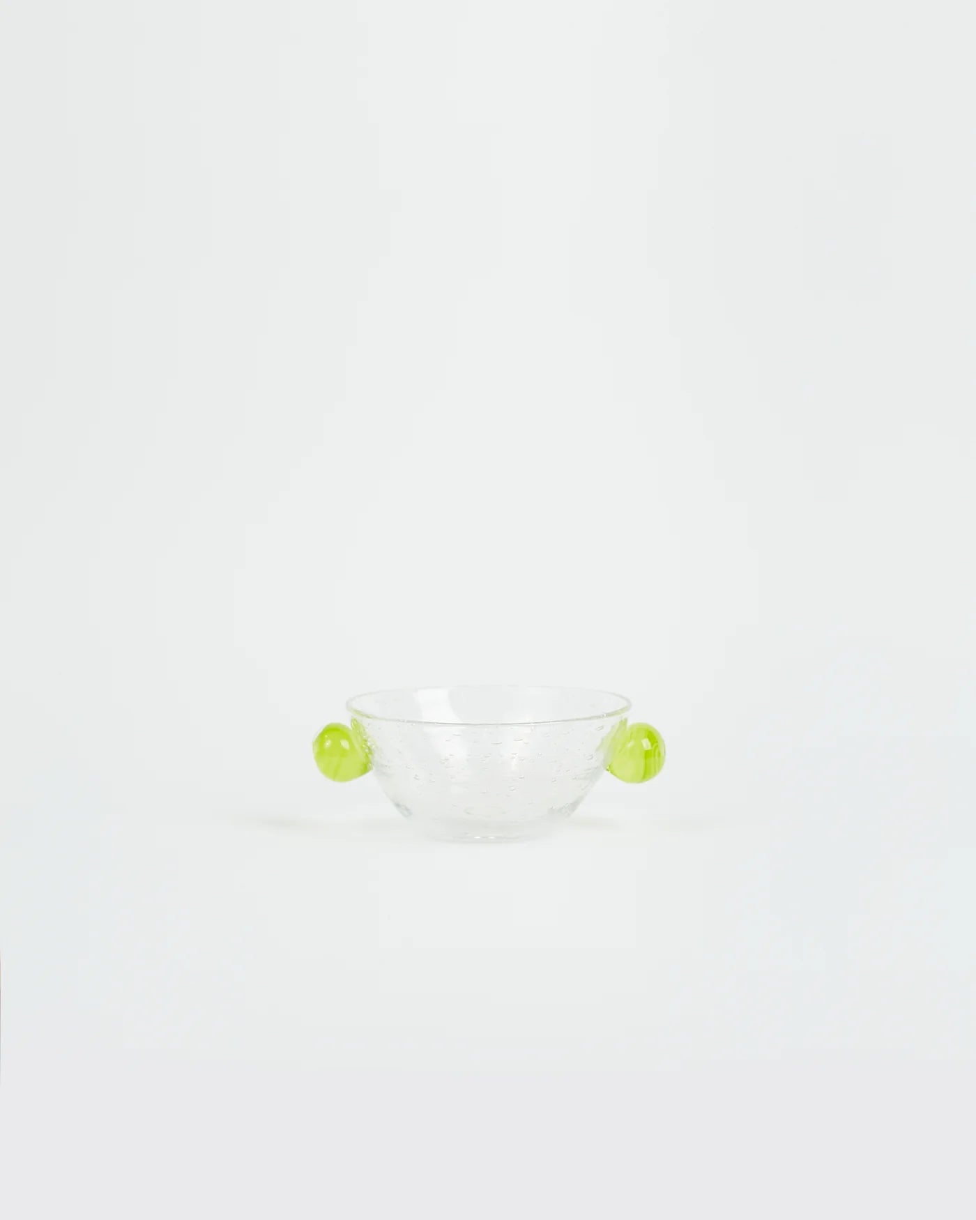 Glass Poppy Bowl (Clear/Lime Green)