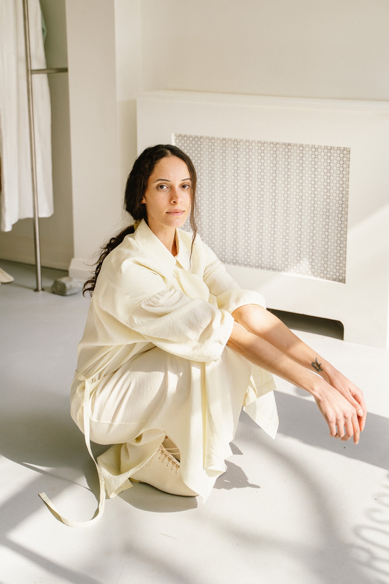 Asymmetrical Shirt Dress (Almond Milk)