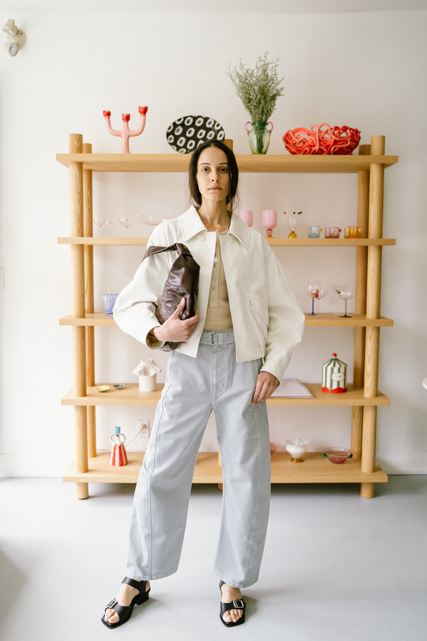 Twisted Belted Pants (Snowy Blue Grey)