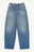 Blue Button Barrel Leg Jeans