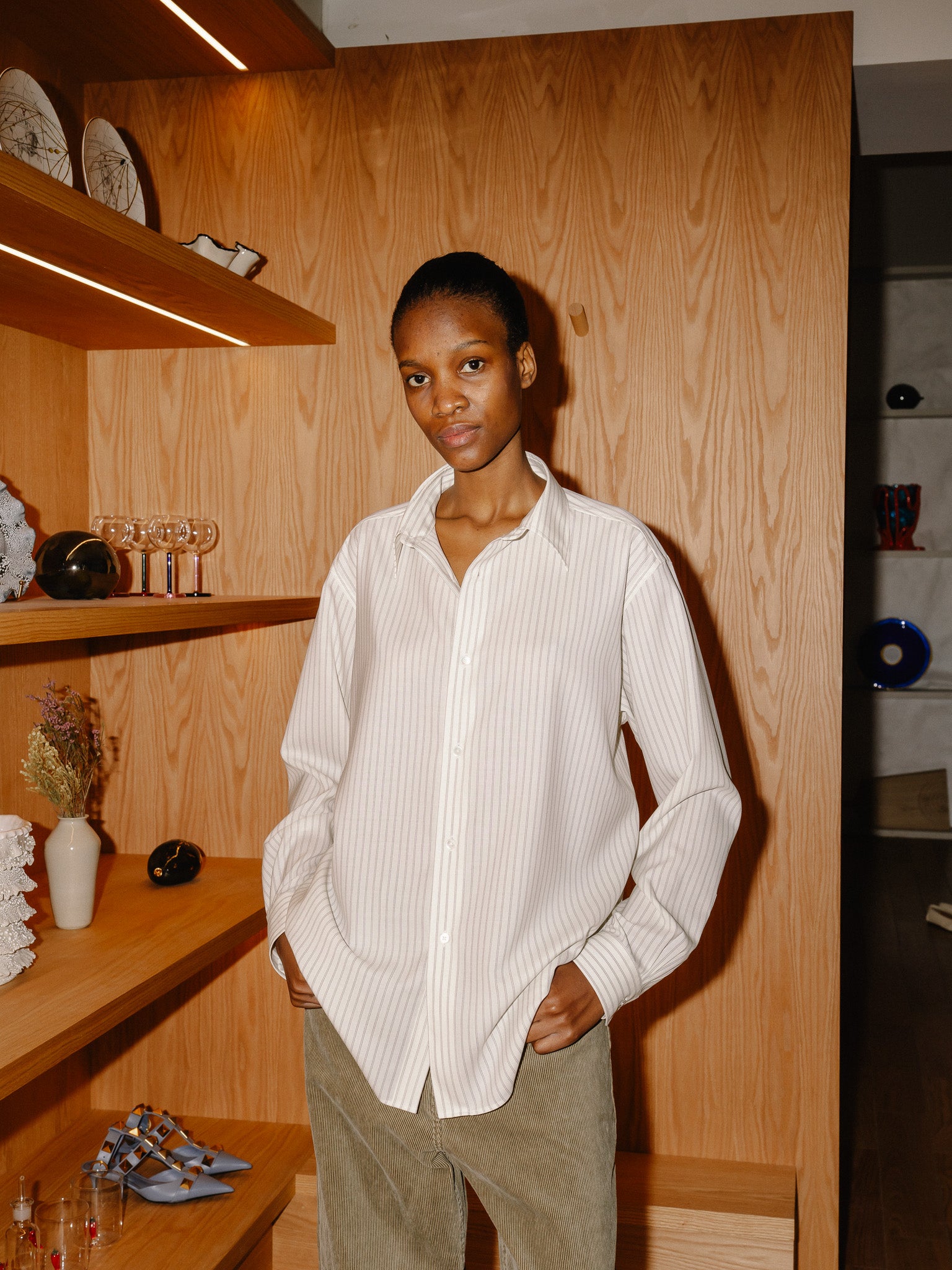トップス 25ss SUPER FINE WOOL STRIPE SHIRT AURALEE) SUPER FINE WOOL STRIPE SHIRT (A24SS01WW) | AURALEE
