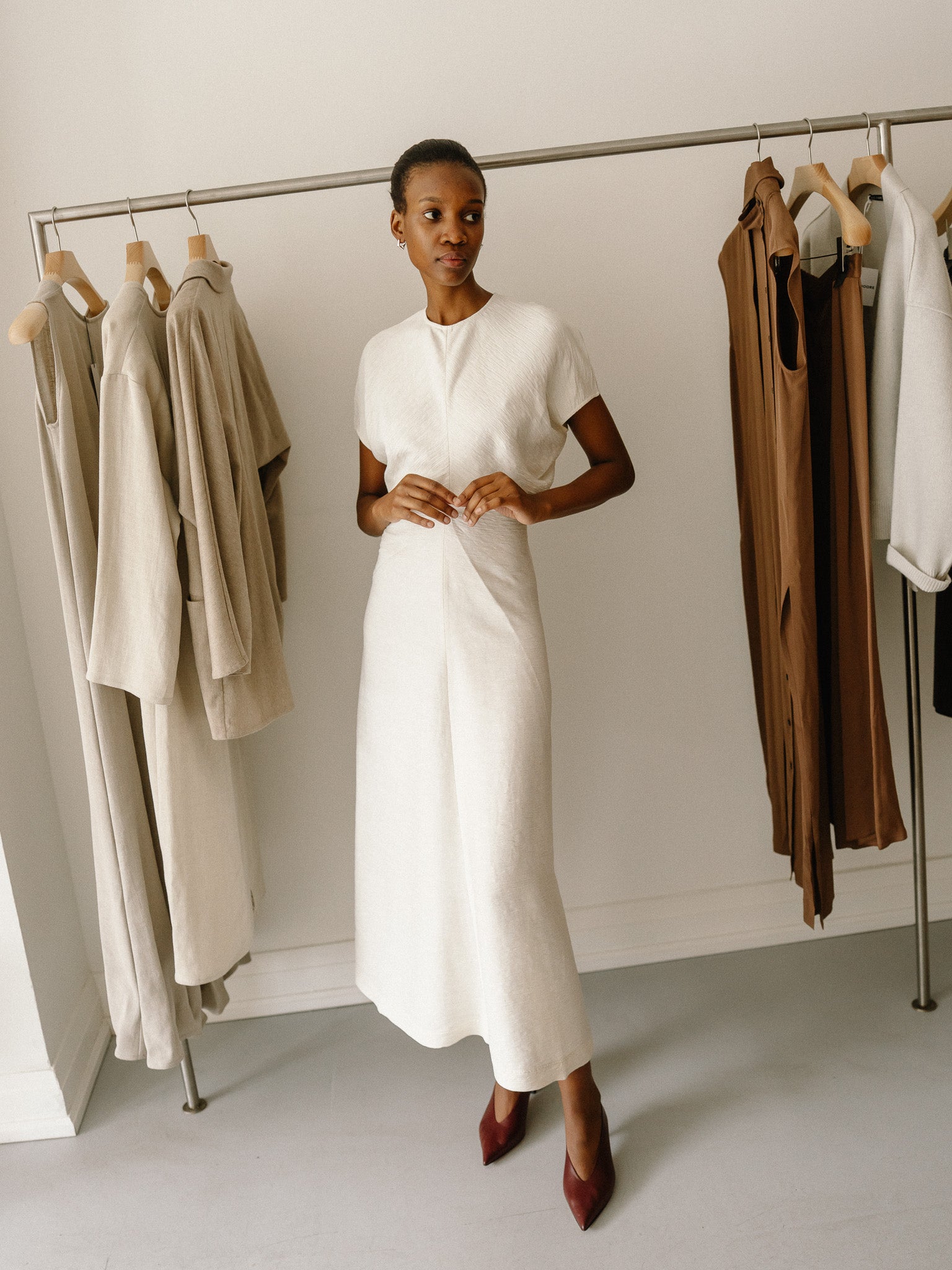 Slouch Waist Dress (Cream)