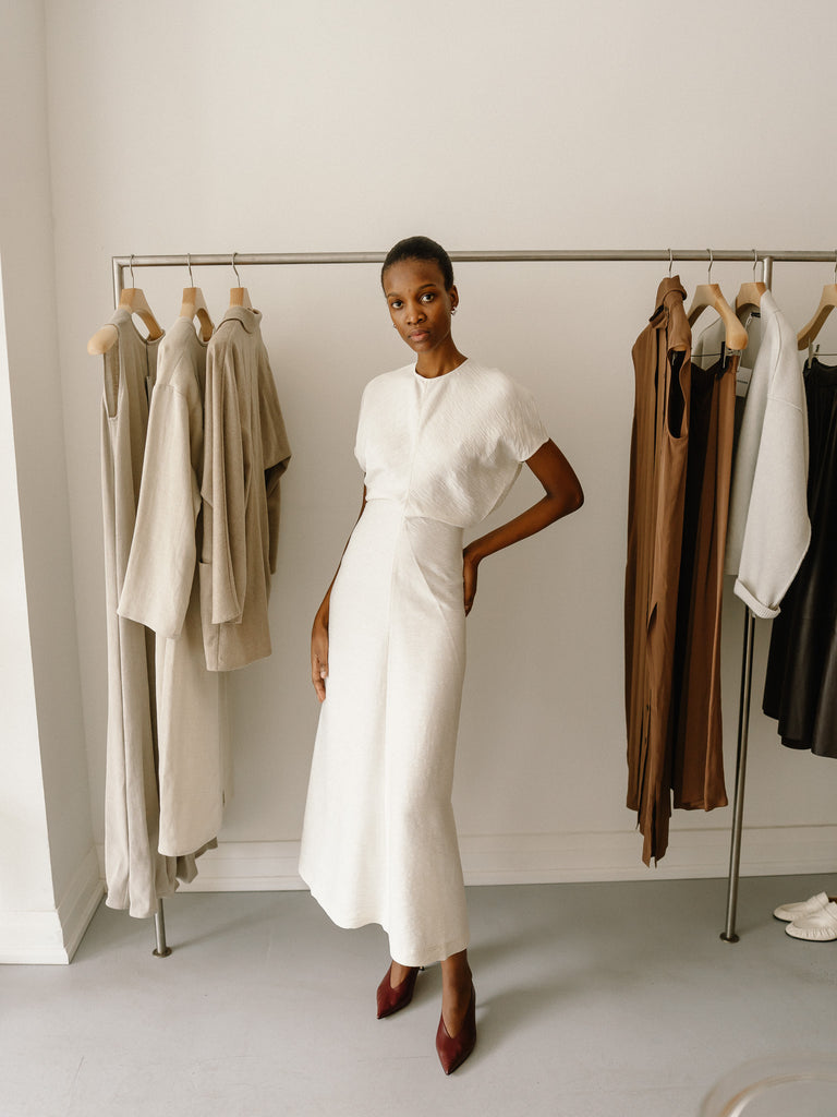 Slouch Waist Dress (Cream)