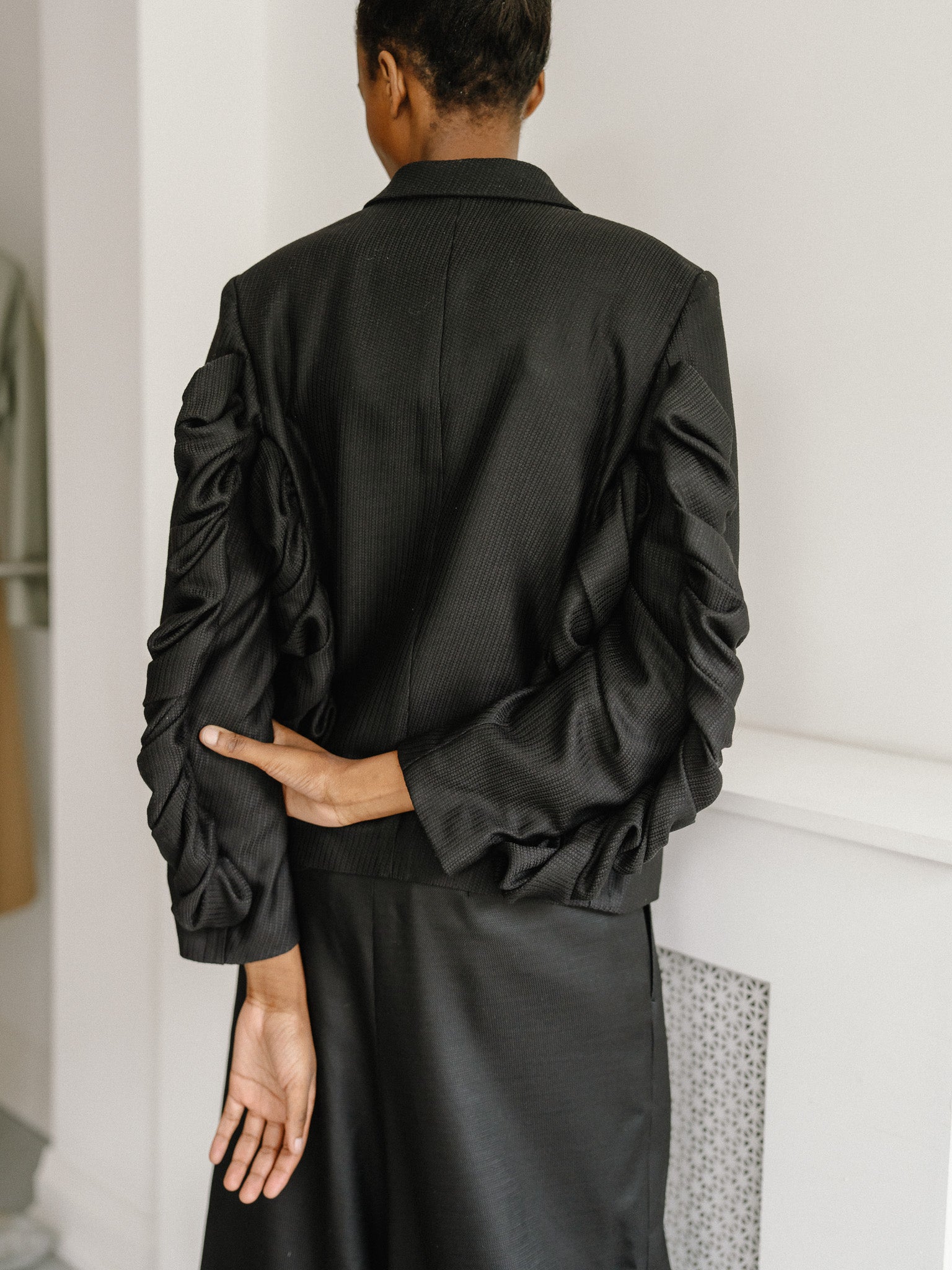 Ruffle Sleeve Blazer