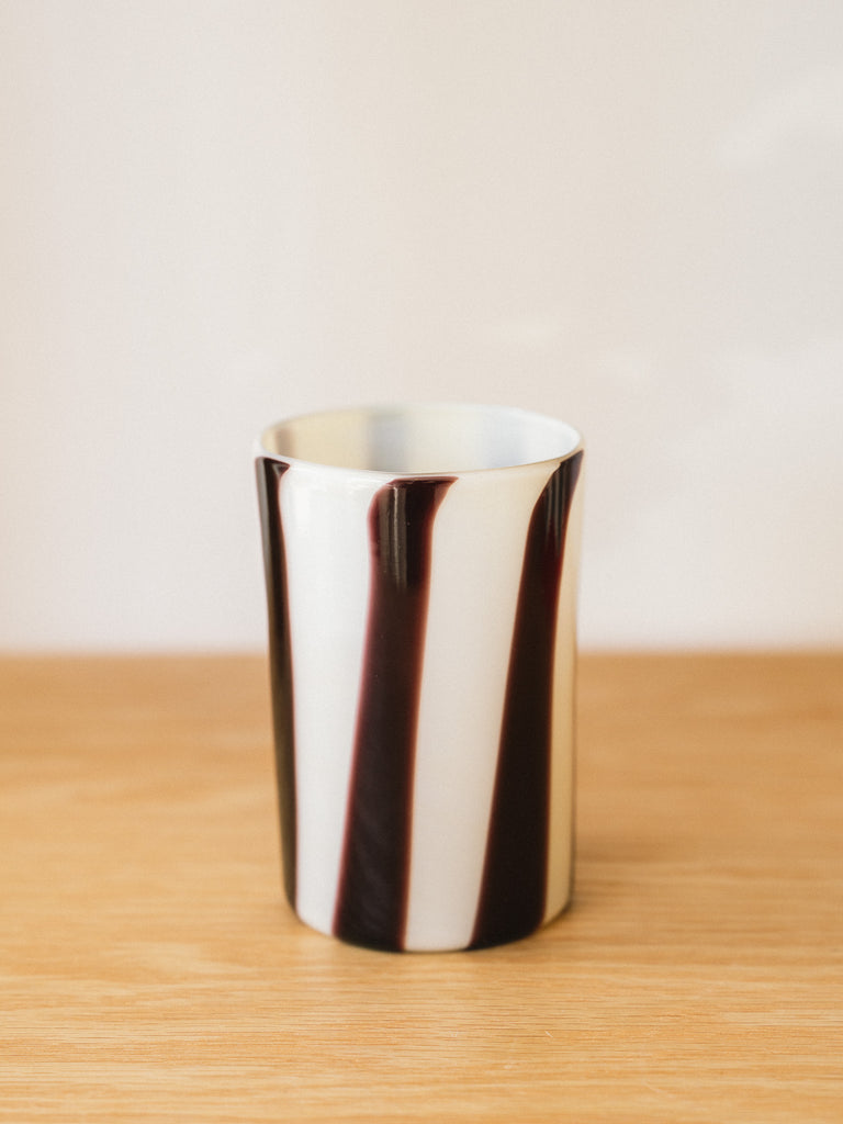 Murano Glass Cup (Vertical Black/White Stripes)
