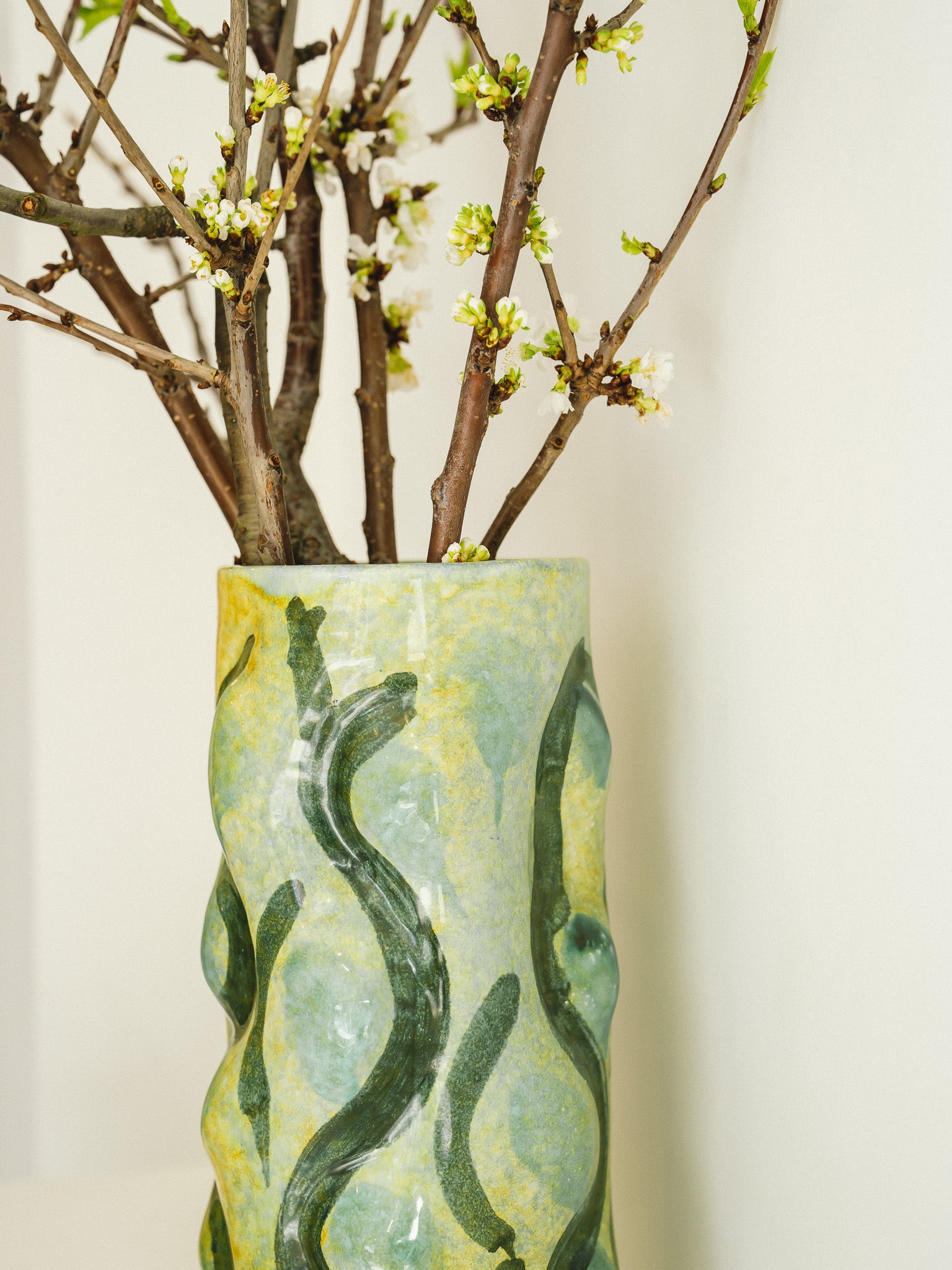 One of a Kind Boobs Vase (Yellow/Pastel Green Drip)