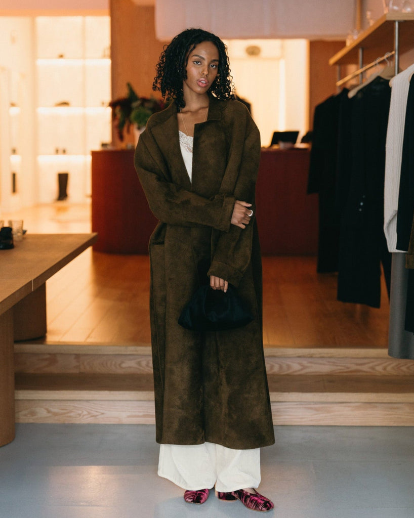 Double Breasted Long Coat by ATELIER SOVEN.