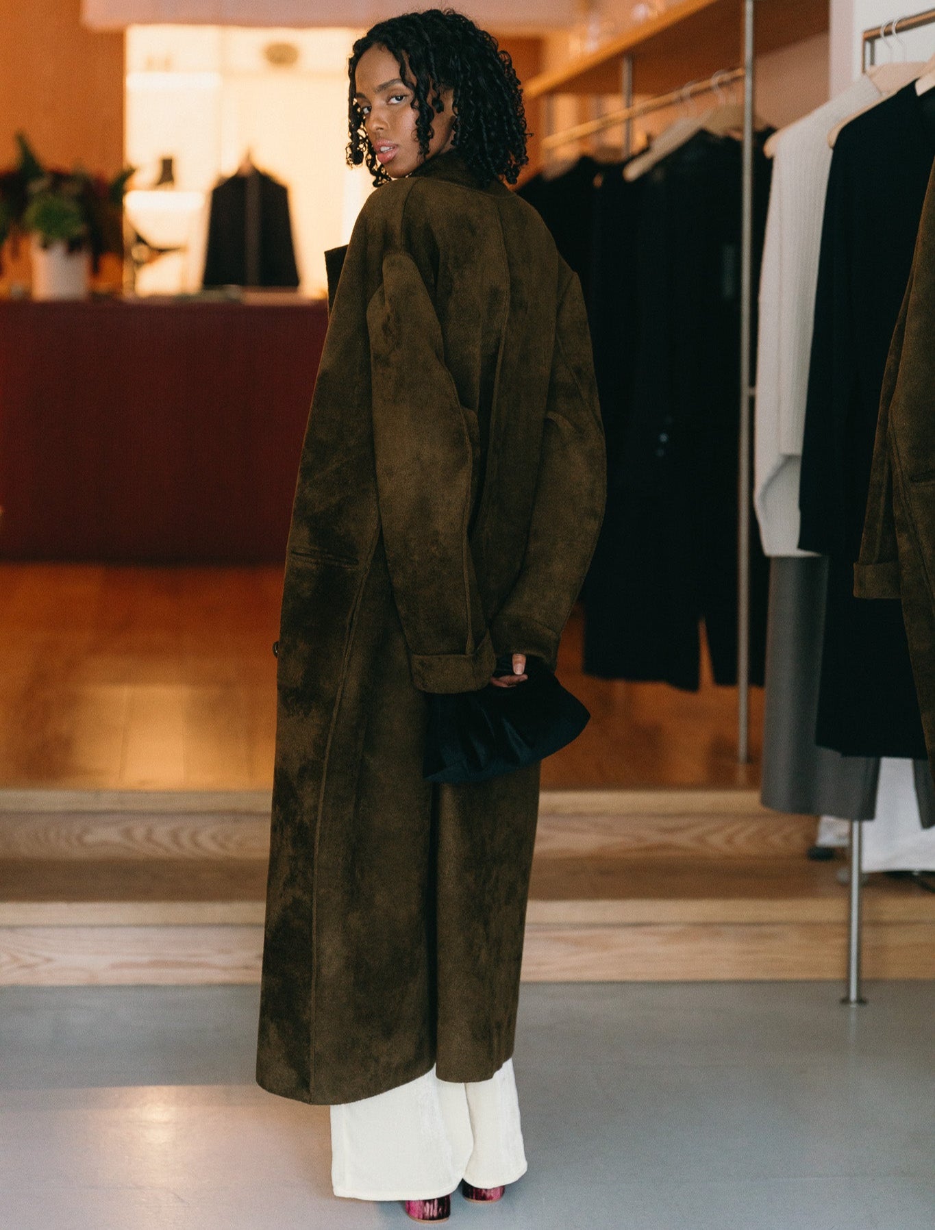 Double Breasted Long Coat (Brown)