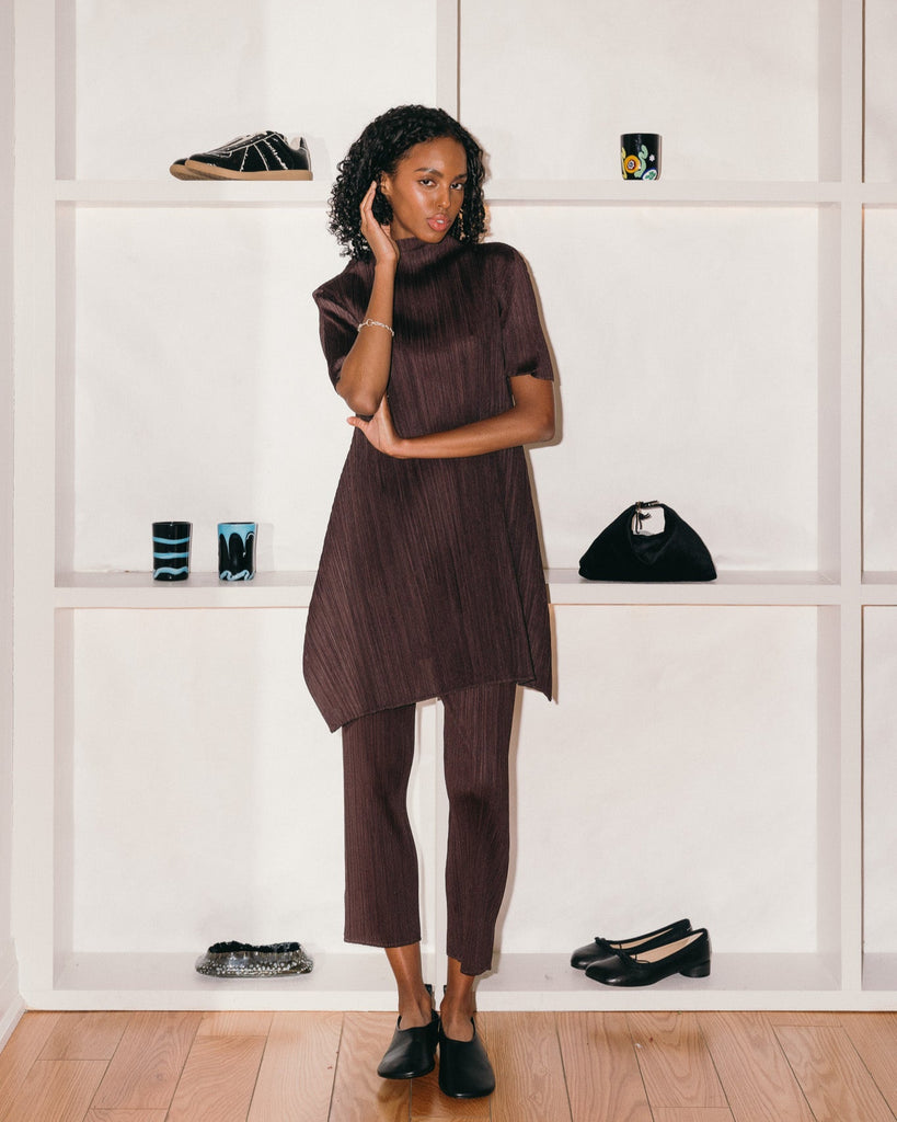 Burgundy Pleated Pants