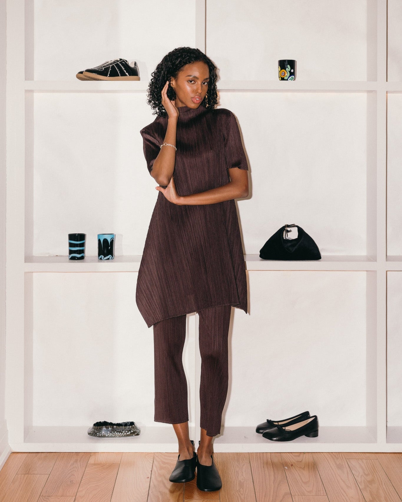 Burgundy Pleated Pants