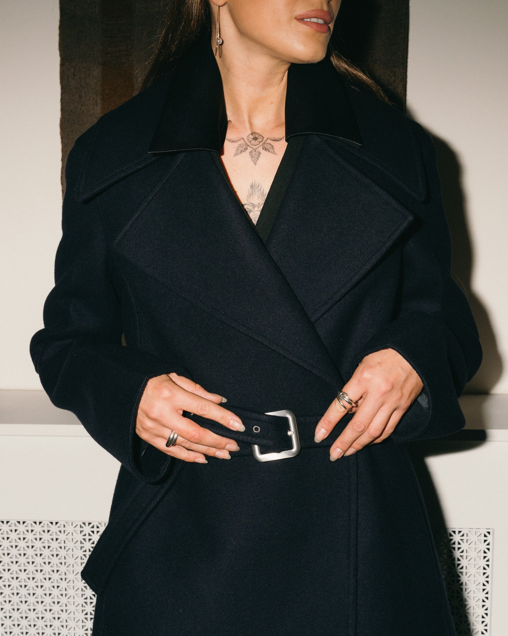 Belted Trench Coat (Navy)