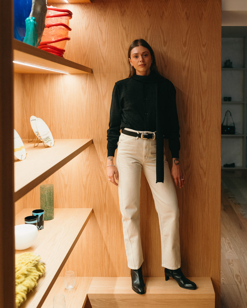 Five Pocket Twisted Pant (Denim Snow Clay)