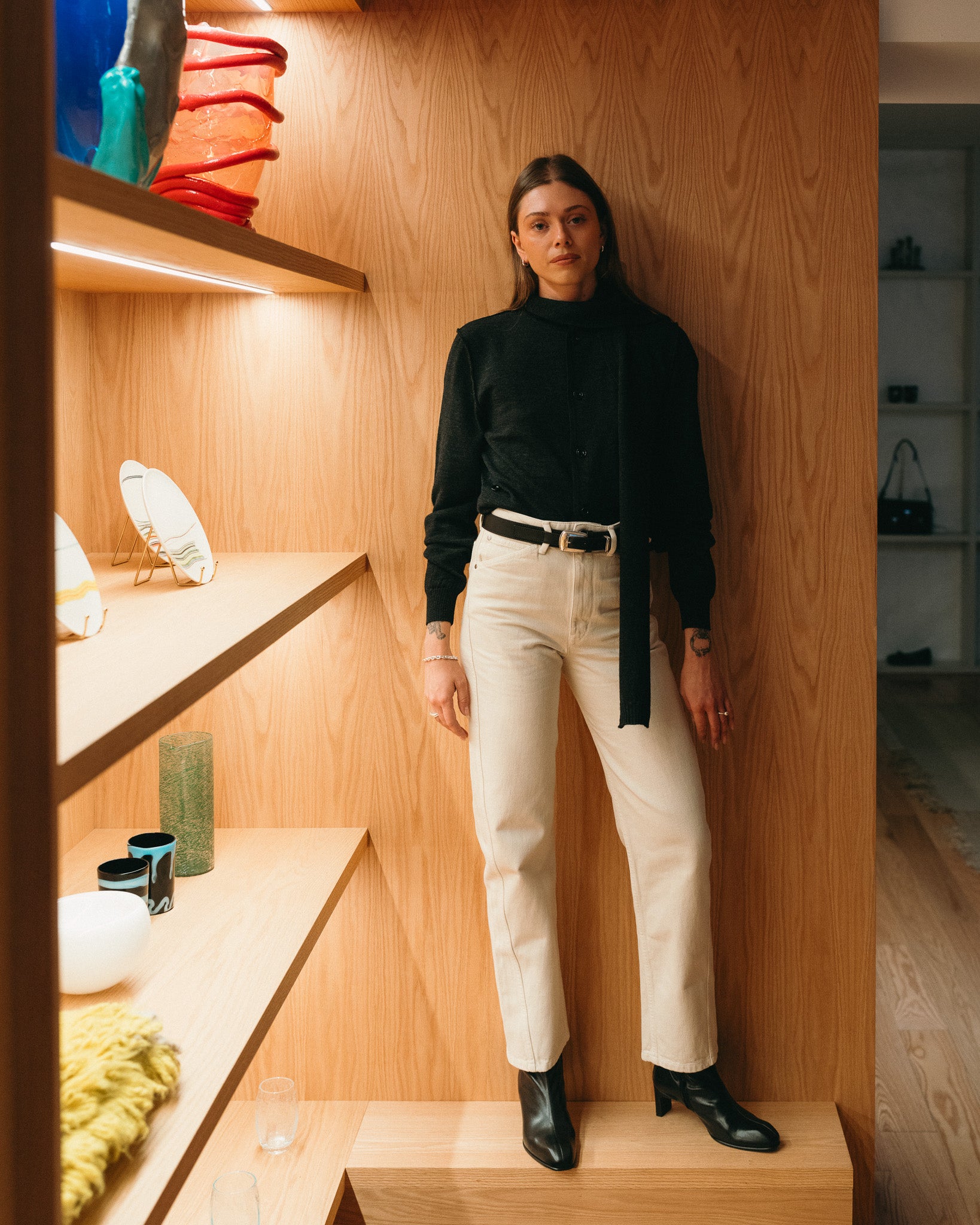 Five Pocket Twisted Pant (Denim Snow Clay)