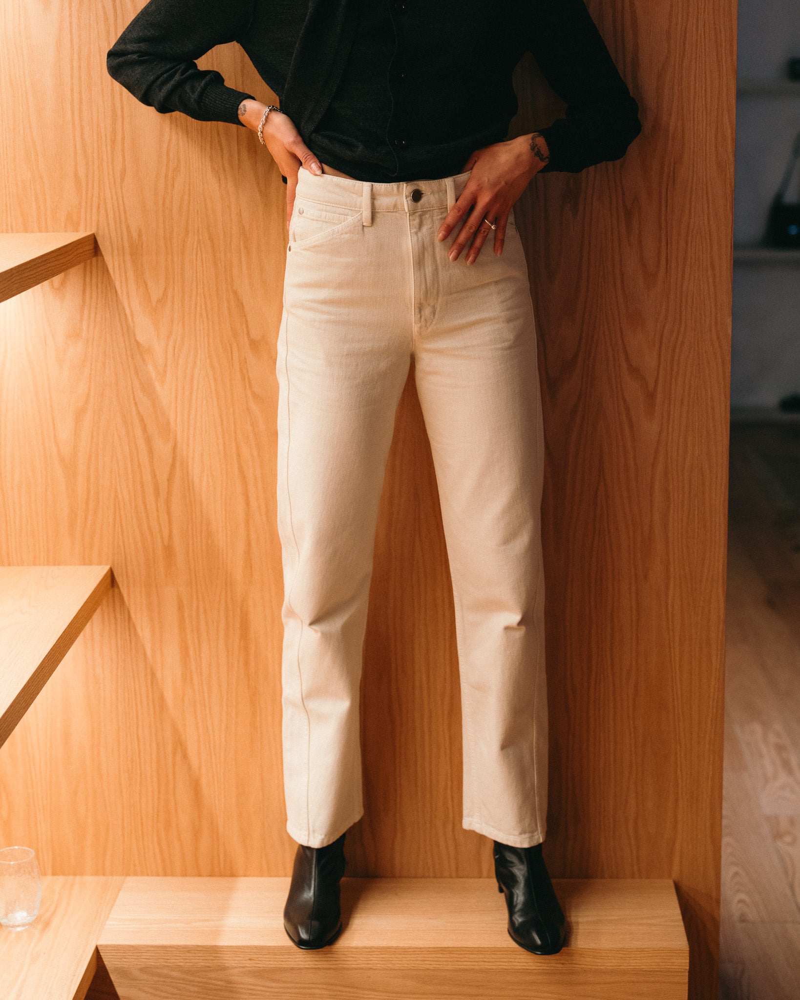 Five Pocket Twisted Pant (Denim Snow Clay)