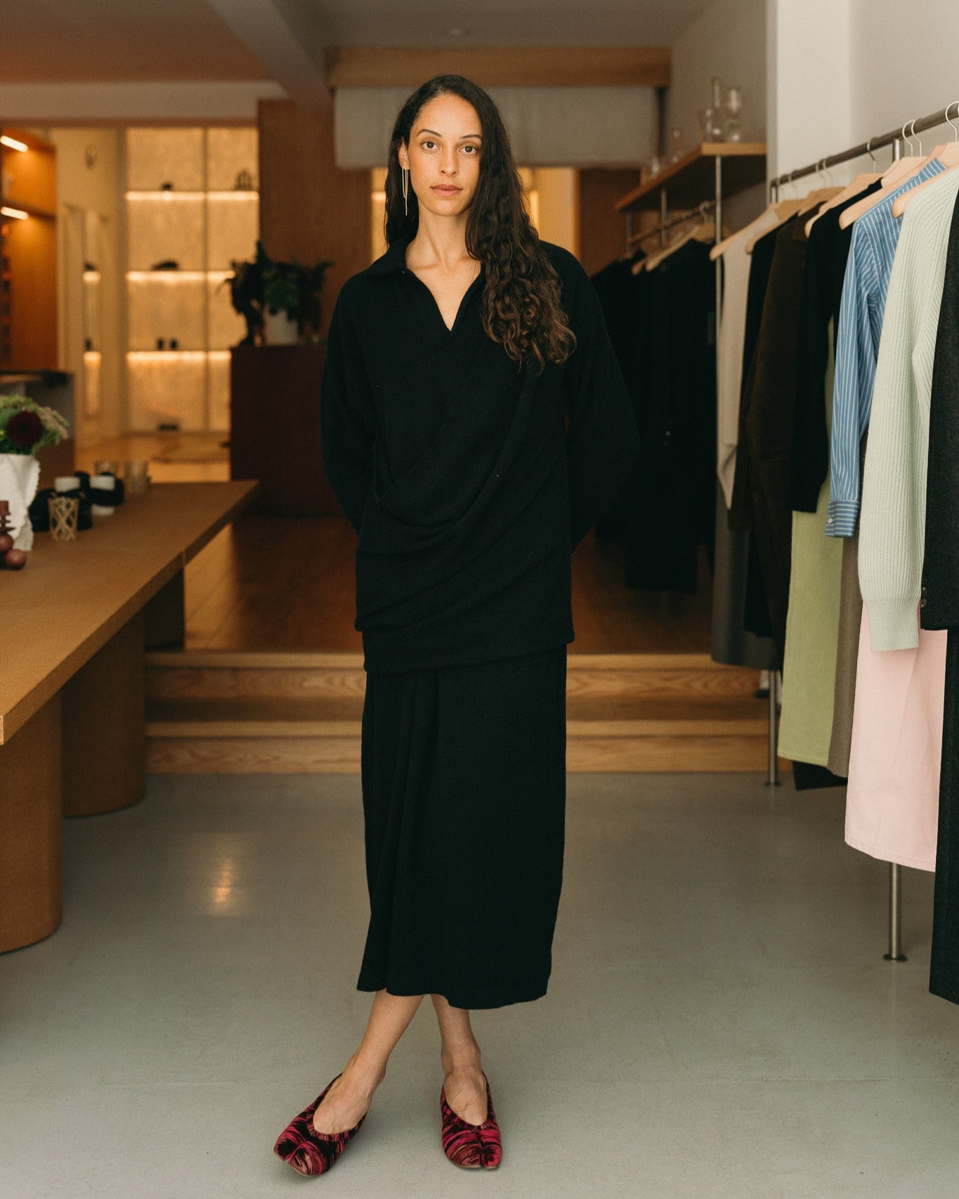 Flannel Polo Dress (Black)