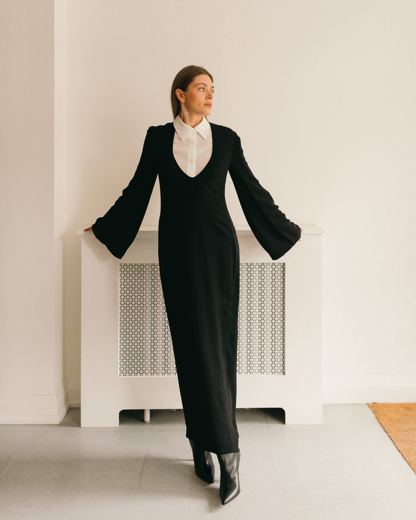 Bell-Sleeve Dress (Black)