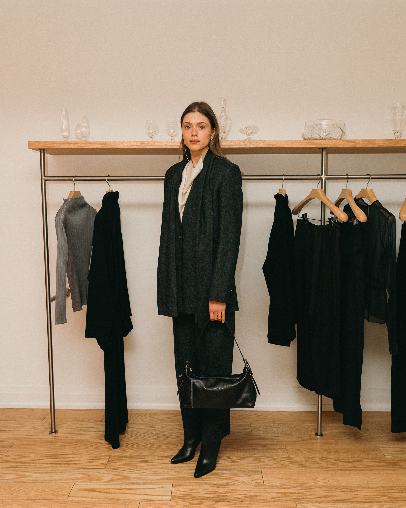 Scarf Blazer (Charcoal Melange)