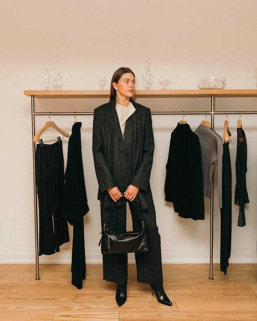 Scarf Blazer (Charcoal Melange)