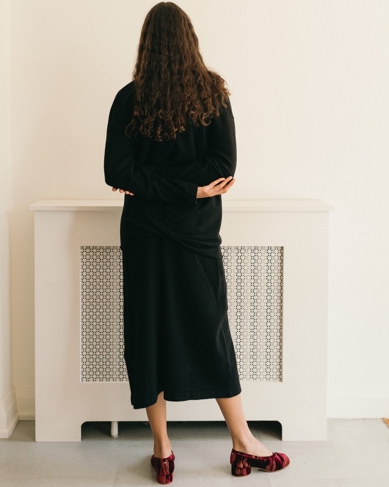 Flannel Polo Dress (Black)