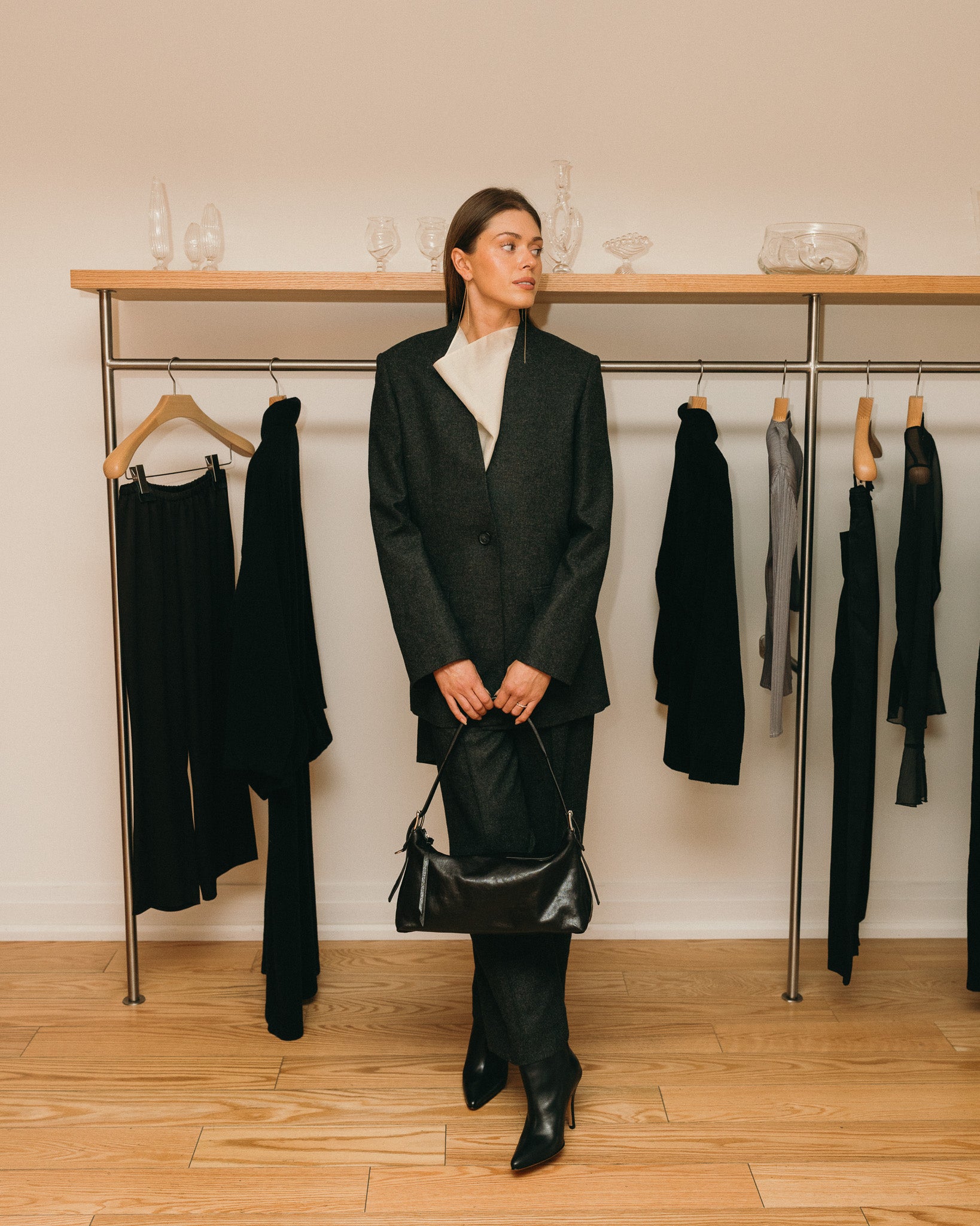 Scarf Blazer (Charcoal Melange)