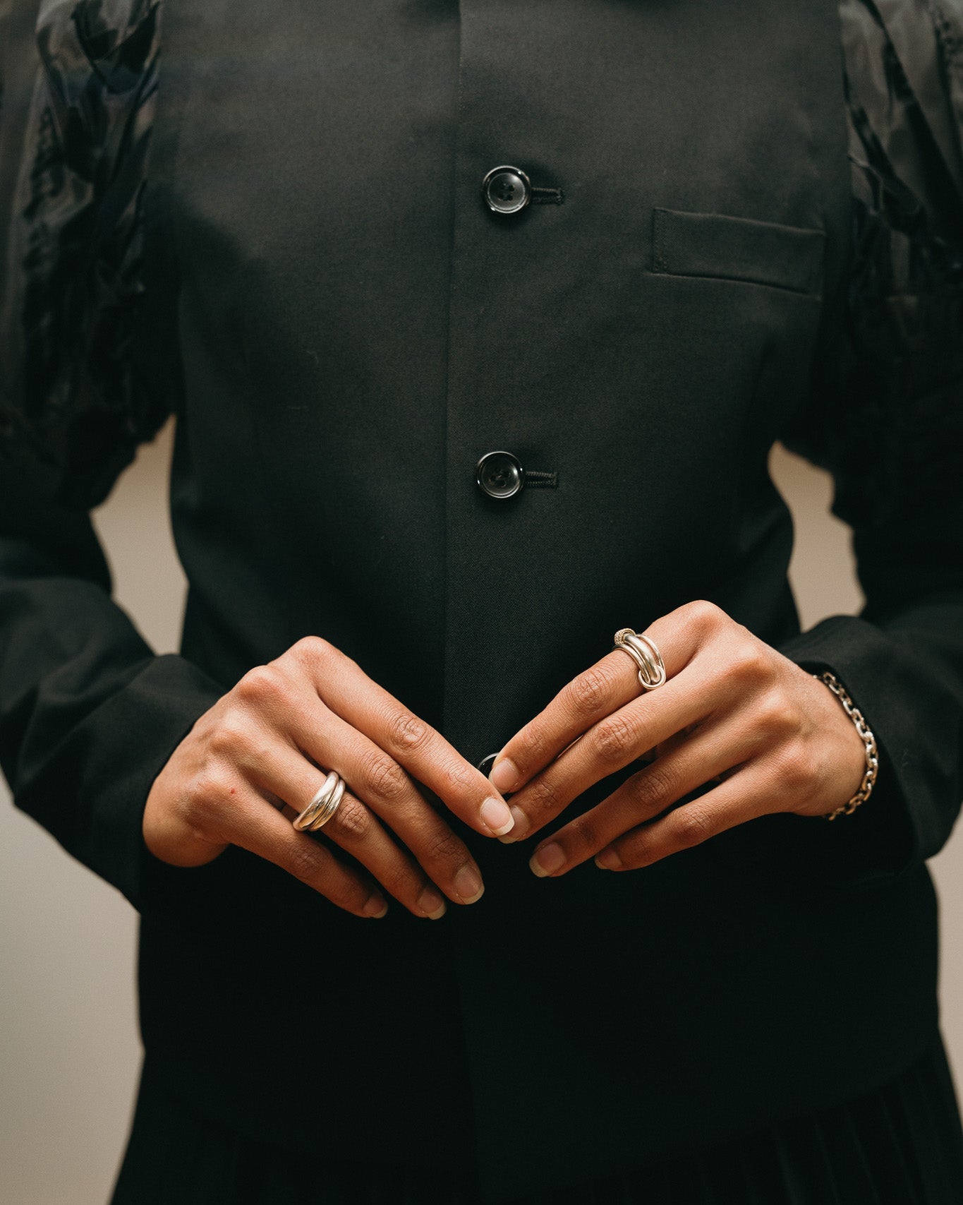 Ribbon Sleeve Blazer