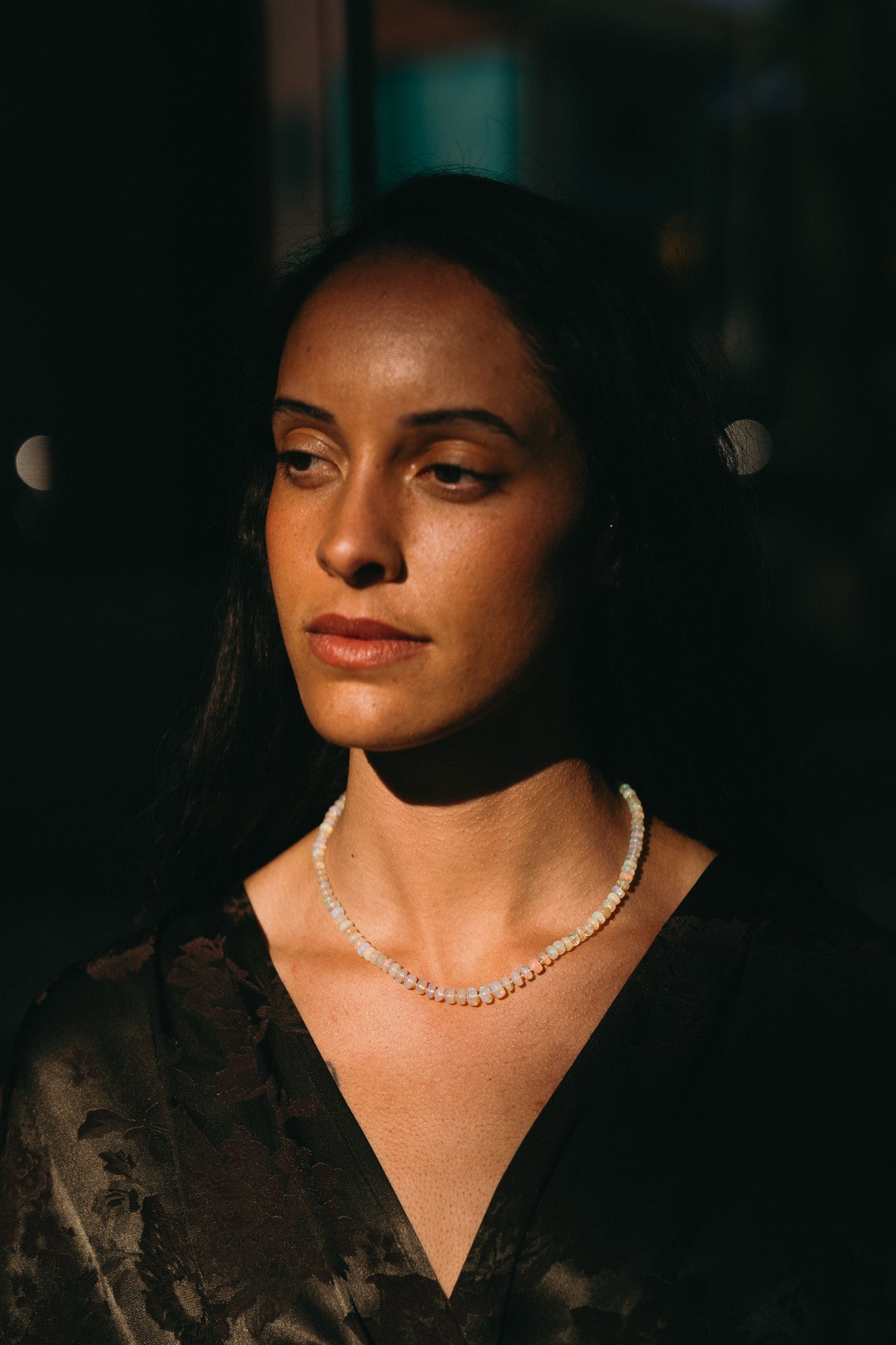 White Opal Beaded Necklace