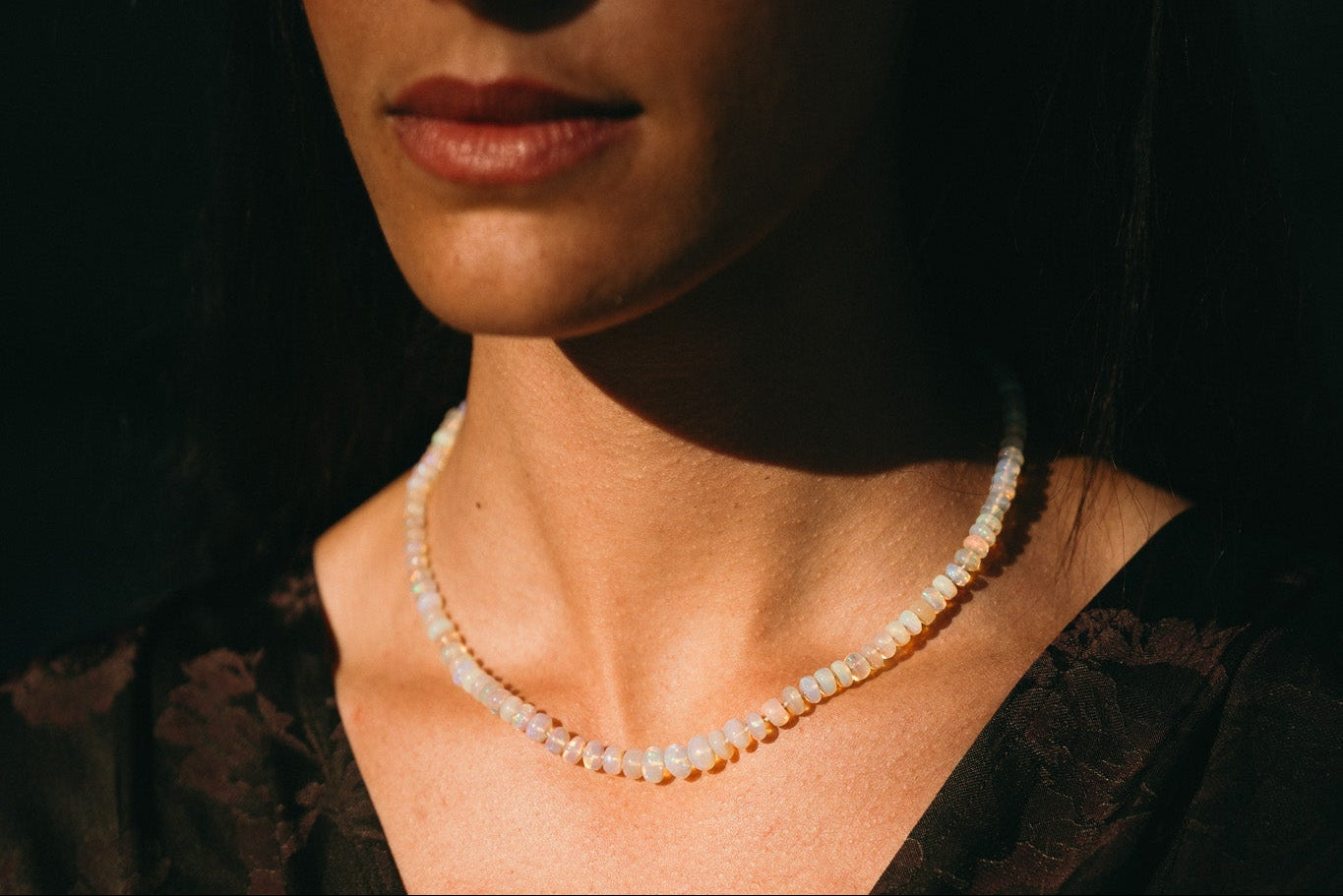 White Opal Beaded Necklace