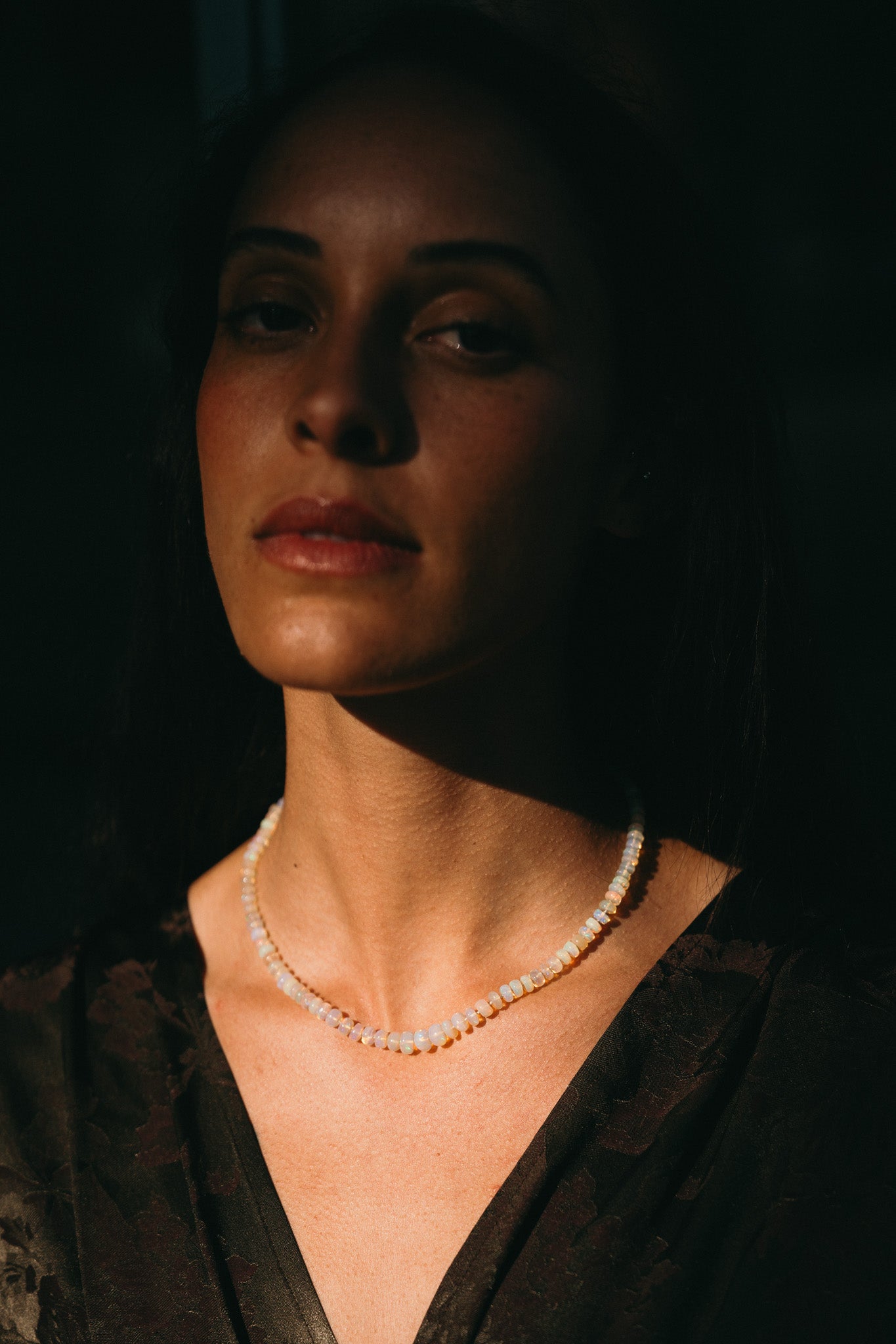 White Opal Beaded Necklace