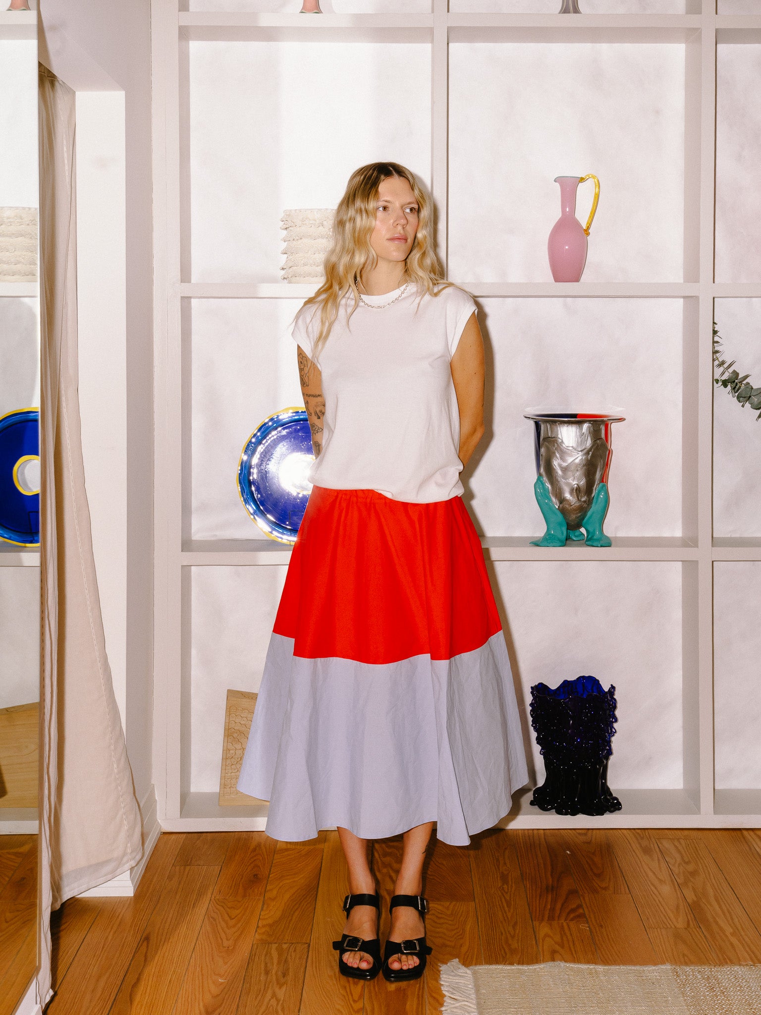 Sacramento Bi-Colour Skirt (Red/Lilac)