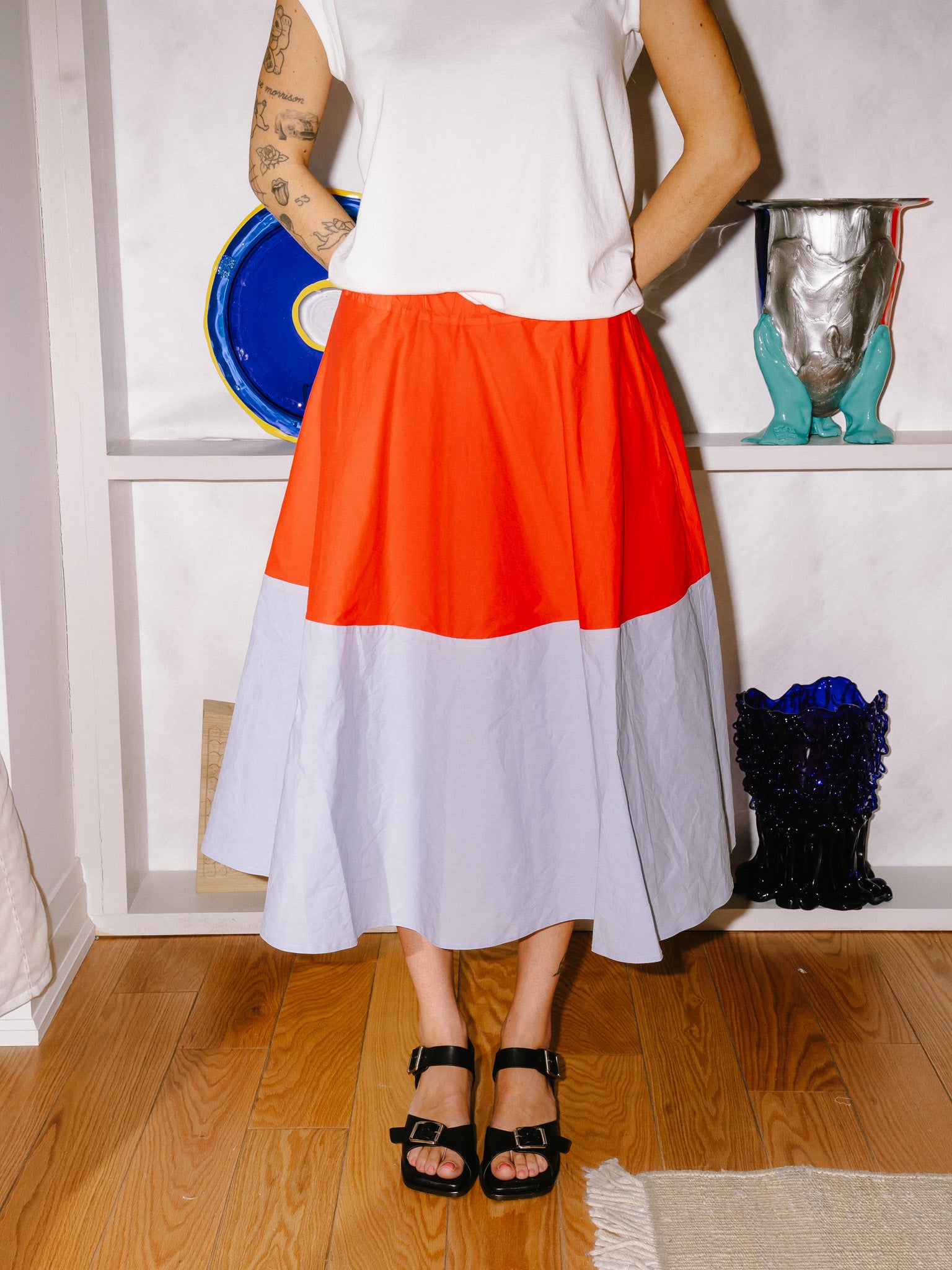 Sacramento Bi-Colour Skirt (Red/Lilac)