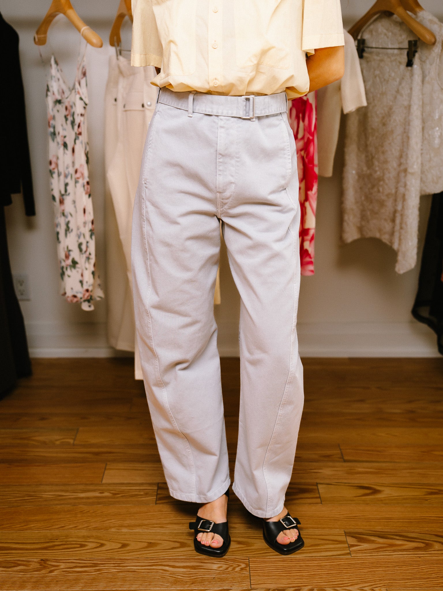 Twisted Belted Pants (Snowy Blue Grey)