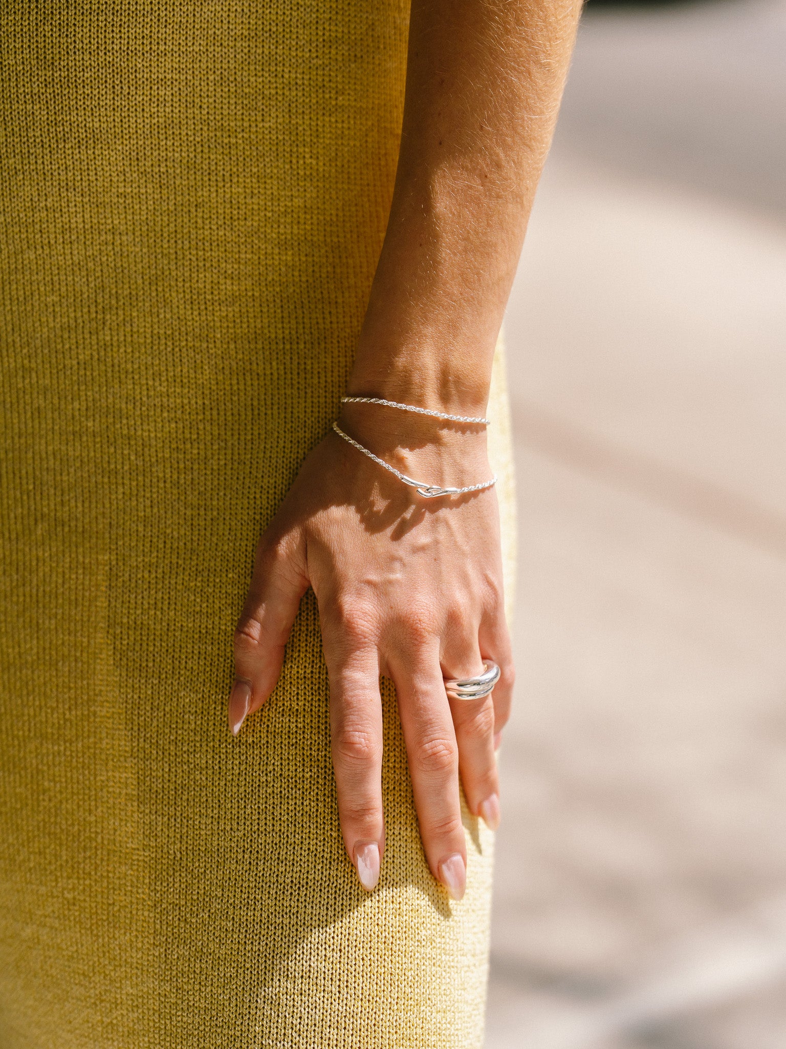 Rope Bracelet Thin Double (Polished Silver)