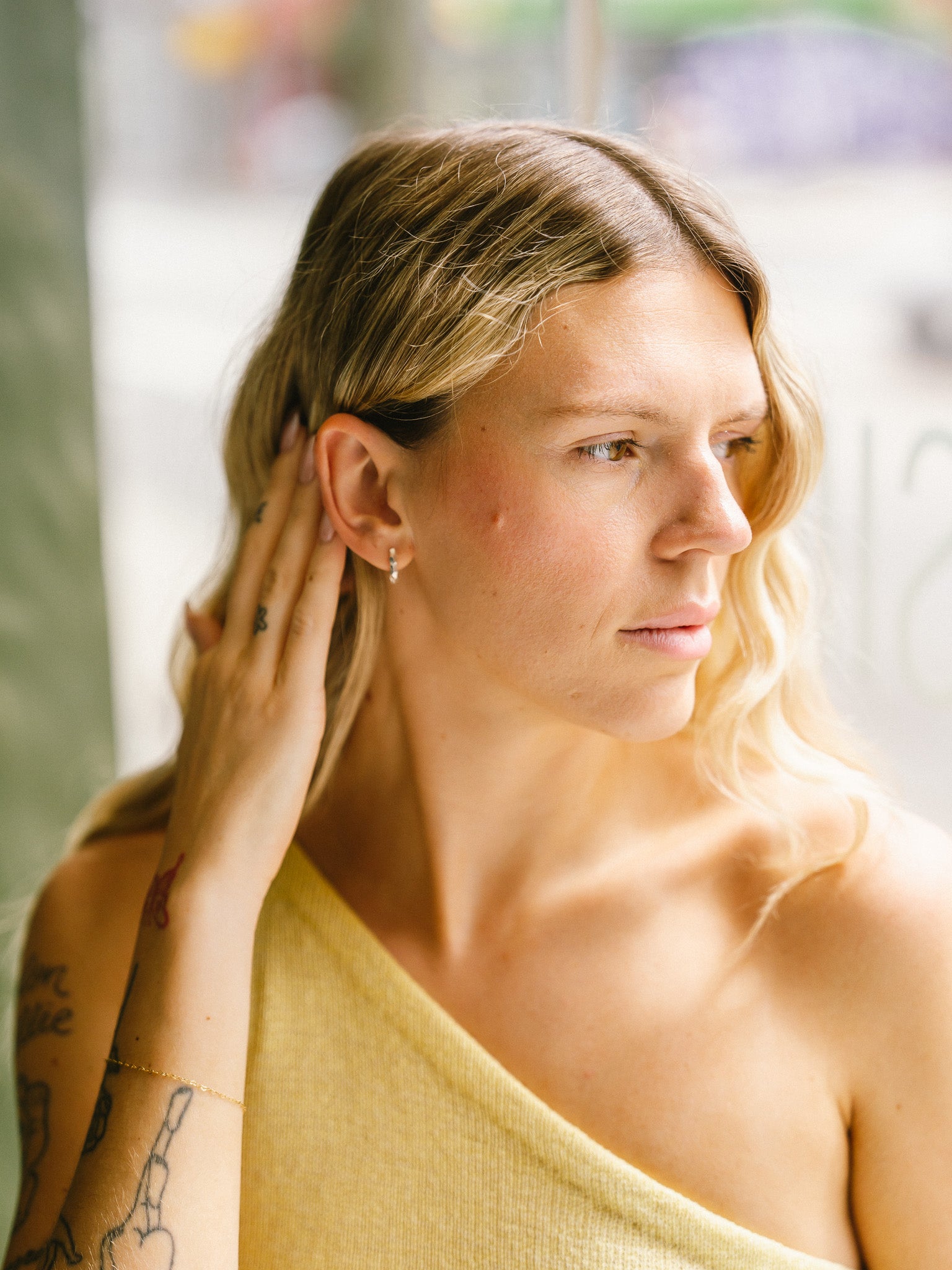 Almost Earrings Small (Carved Silver)