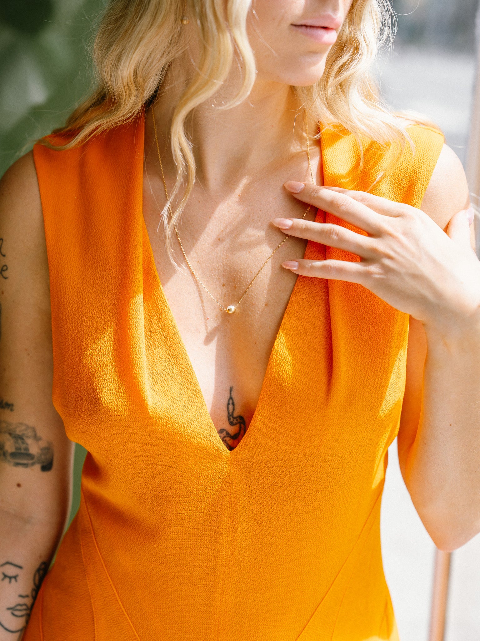 Akoya Pearl + 18K Gold Necklace (0 degrees)