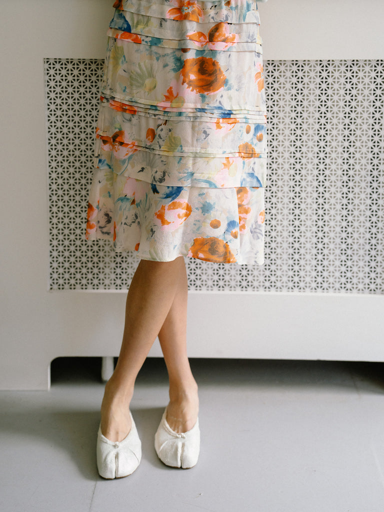 Vintage Celine Silk Midi Skirt