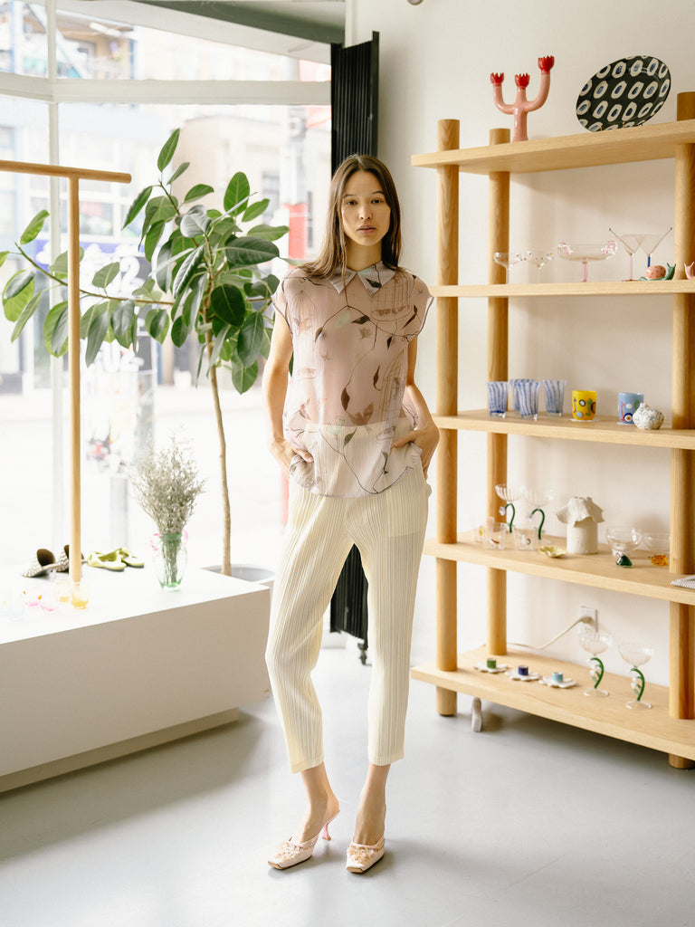 Wide Leg Pleated Pants (Yellow)