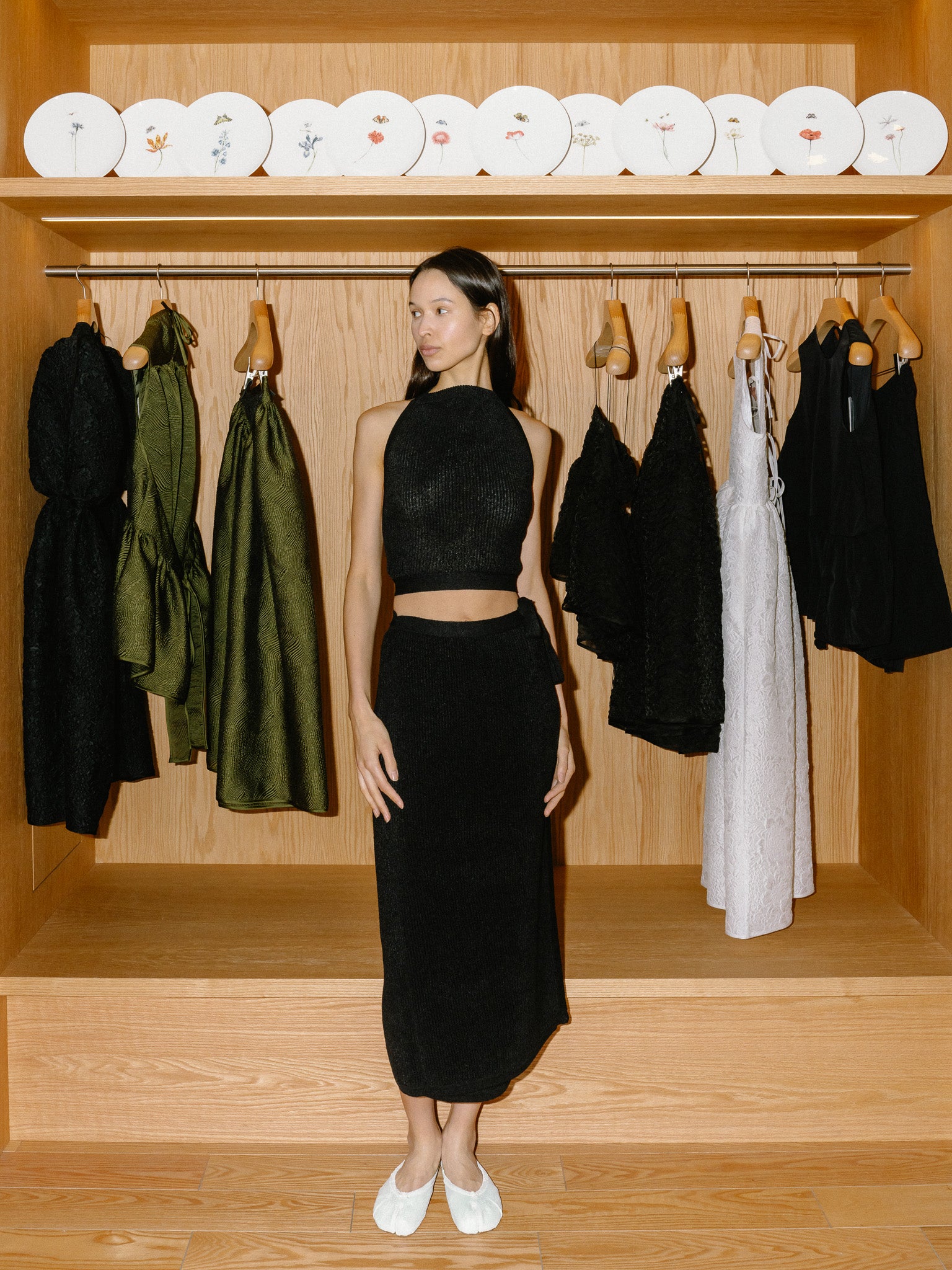 Washi Paper Pareo Skirt (Black)