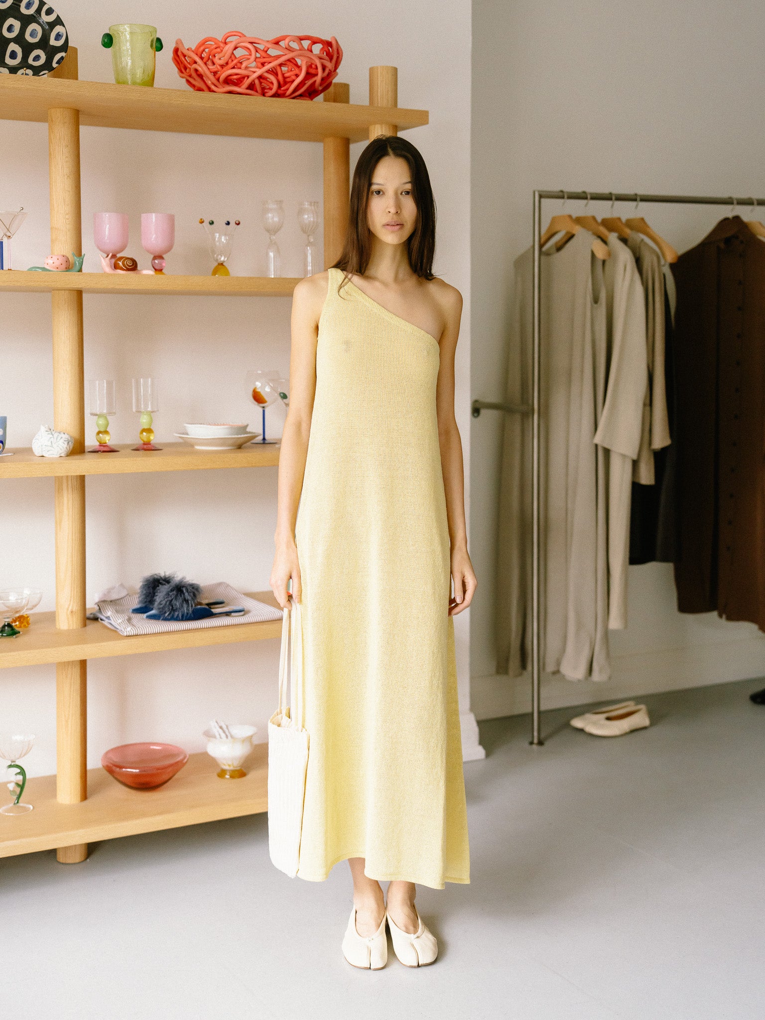Washi Paper Asymmetrical Dress (Yellow)