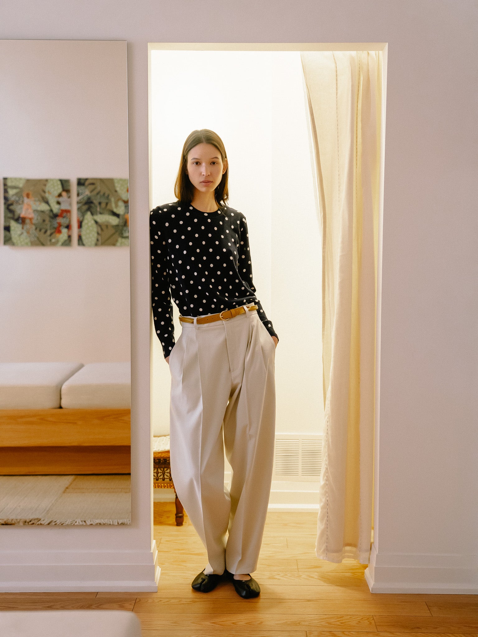 Polka Dot Sweater (Navy/White Dots)