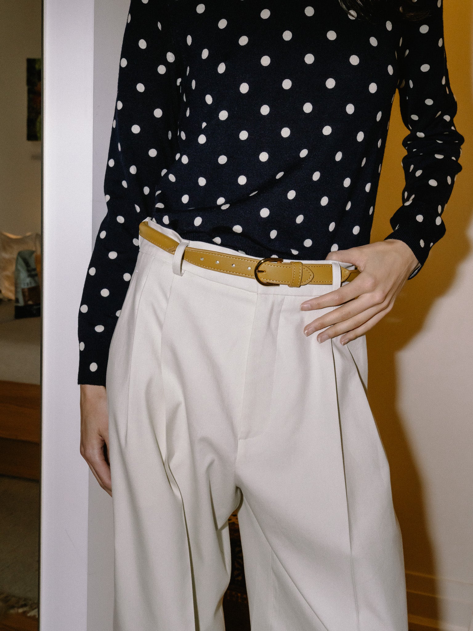 Double Pleated Wide Pants (Chalk)