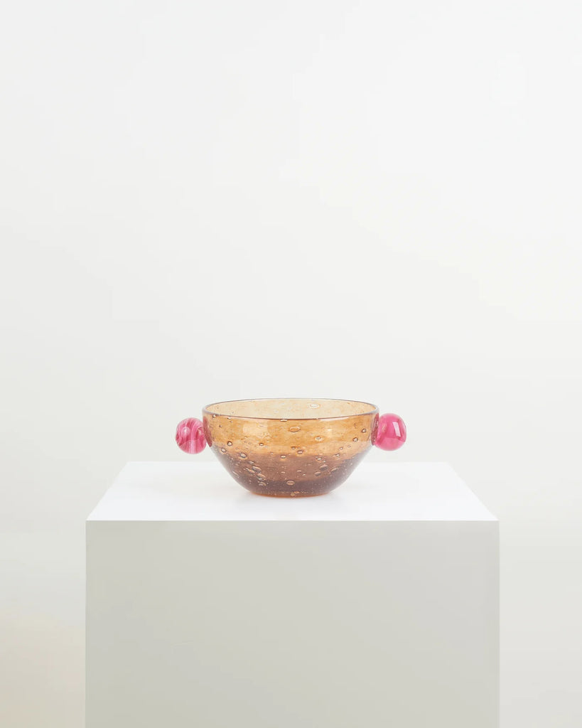 Glass Poppy Bowl (Brown/Pink)