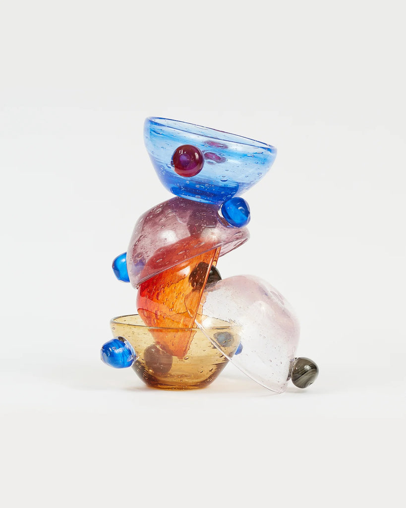 Glass Poppy Bowl (Gold/Blue)