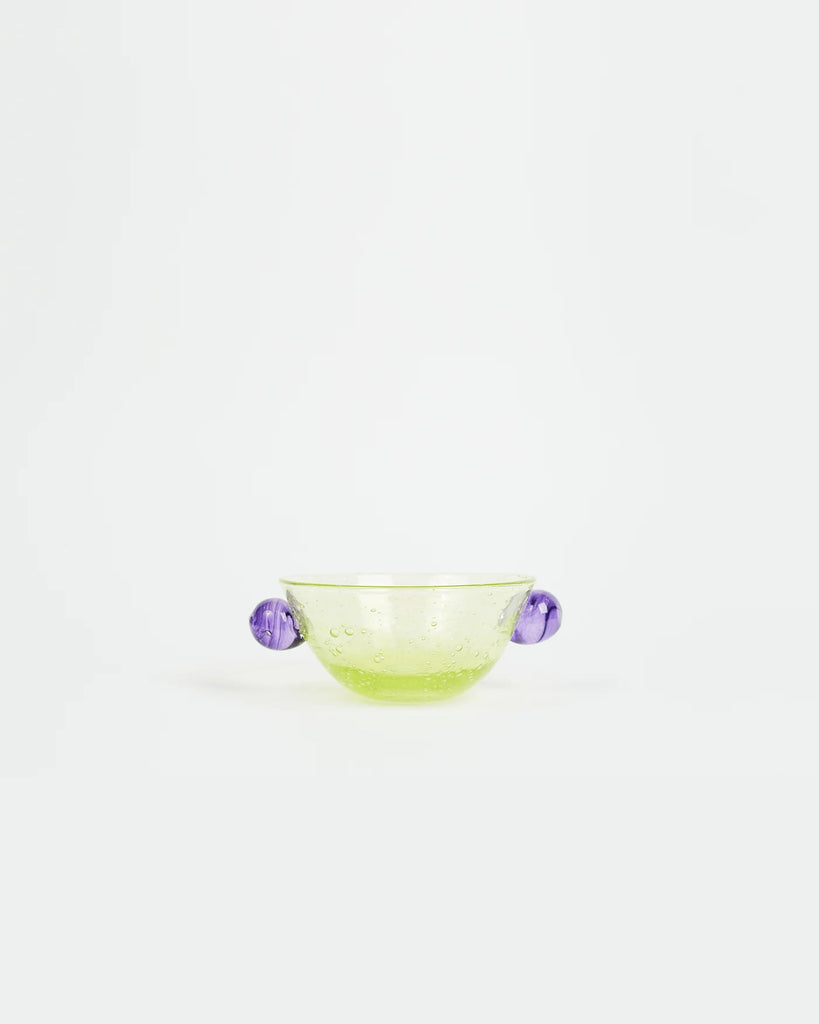 Glass Poppy Bowl (Green/Purple)