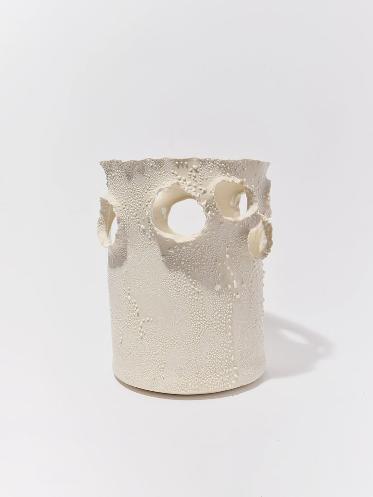 White Lichen Roosting Vase